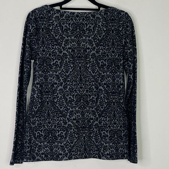 LOFT Lacy Jacquard Long Sleeve Tee Women's Size XS - Picture 2 of 6